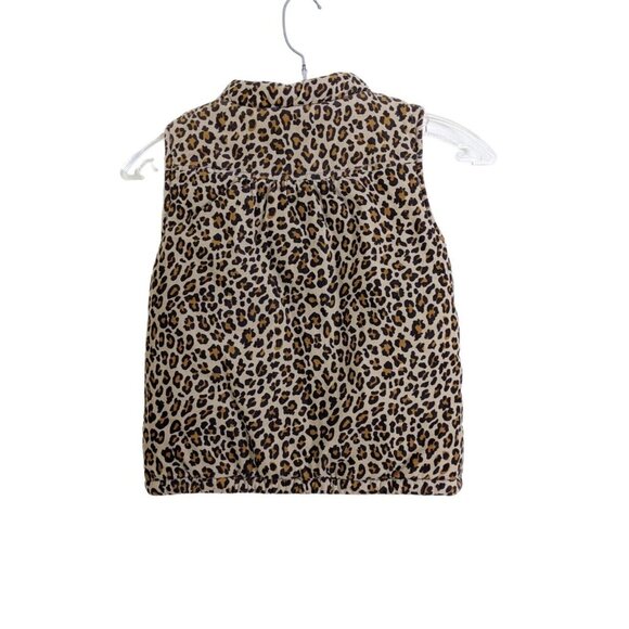 Girls Size 6X Puffer Vest Brown Leopard Print Pockets Pink Snaps Fleece Lined - Picture 2 of 4